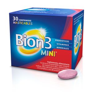 BION3 MINI. VITAMINAS, MINERALES Y PROBIOTICOS. 30 COMPRIMIDOS MASTICABLES.