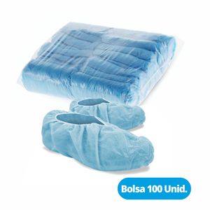 CUBRE CALZADO DESECHABLE DE POLIETILENO AZUL SIN ANTIDESLIZANTE X 100 UNID.