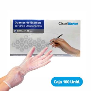 GUANTE DE VINILO TALLA M CAJA X 100 UNID.