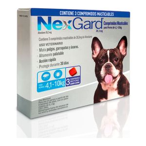 NEXGARD CAJA X 3 TABLETA MASTICABLE 28.3MG 4-10 KG