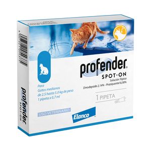 PROFENDER CATS 2.5 A 5 KG. PIPETA 0.7 ML