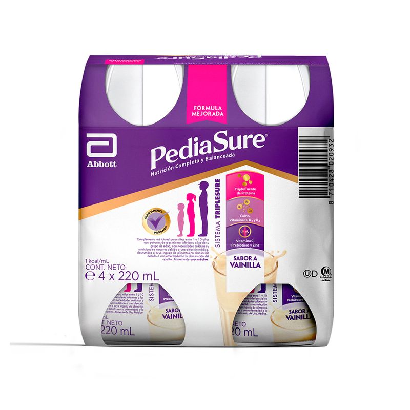 PEDIASURE VAINILLA 220ML LIQUIDO (4PACK) - ABBOTT NUTRI, Suplementos  nutricionales