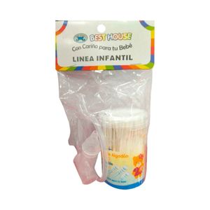 ASPIRADOR NASAL CON DEPOSITO + COTONITOS FINOS BEBE 200 UNID.