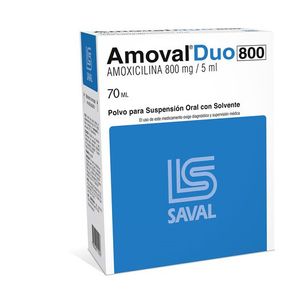 AMOVAL DUO 800 MG SUSP. ORAL X 70 ML C/SOLVENTE