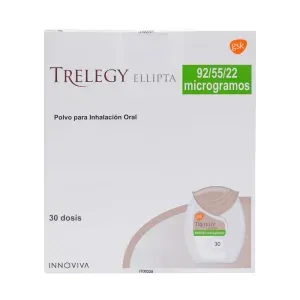 TRELEGY ELLIPTA 92/55/22 MCG PVO. INH. ORAL X 30 DOSIS